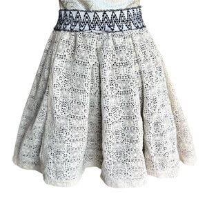 Italian Bohemian Lace Mini Skirt Cream Beach Coachella Cottagecore Size Small